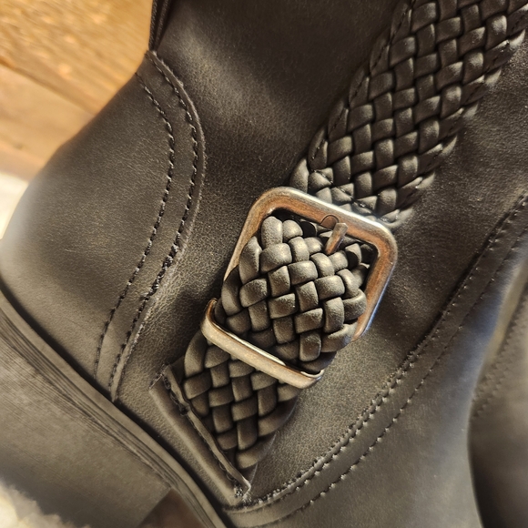 Black Ankle Boots with Braided Strap - Picture 2 of 7